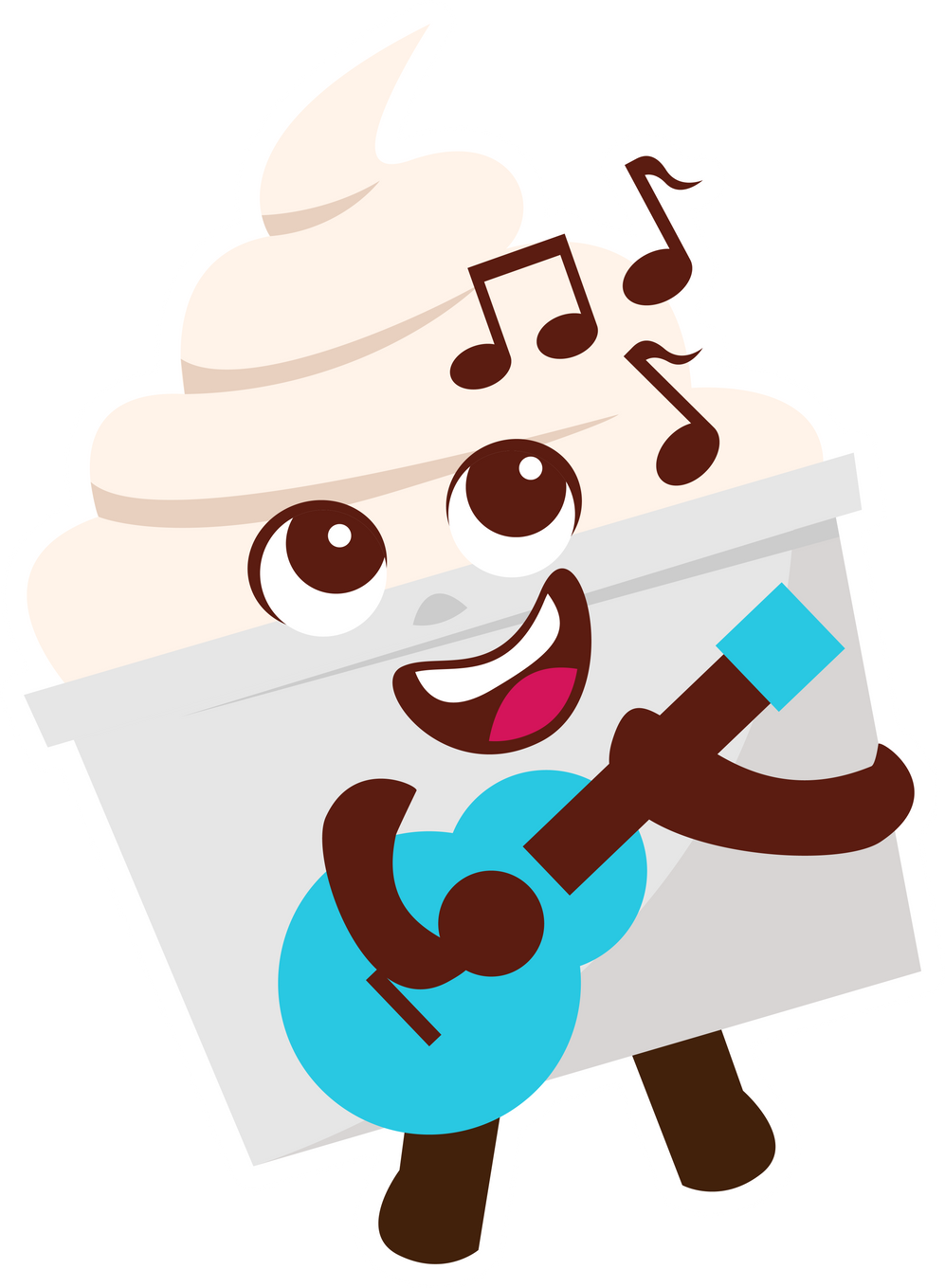 Flat Kawaii Cute Frozen Yogurt Mascot Character