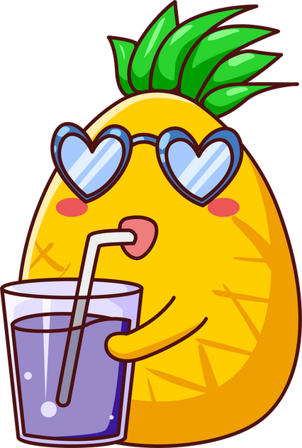 Pineapple with Juice Cartoon